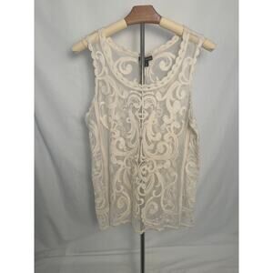 Express Lace Tank Top XS Cream Boho Delicate Sheer